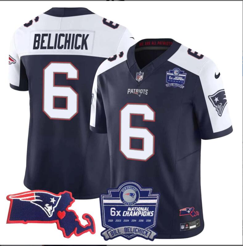Women New England Patriots #6 Belichick  Bill Belichick 6x Champions Patch Vapor 2024 NFL Nike blue jerseys->women nfl jersey->Women Jersey